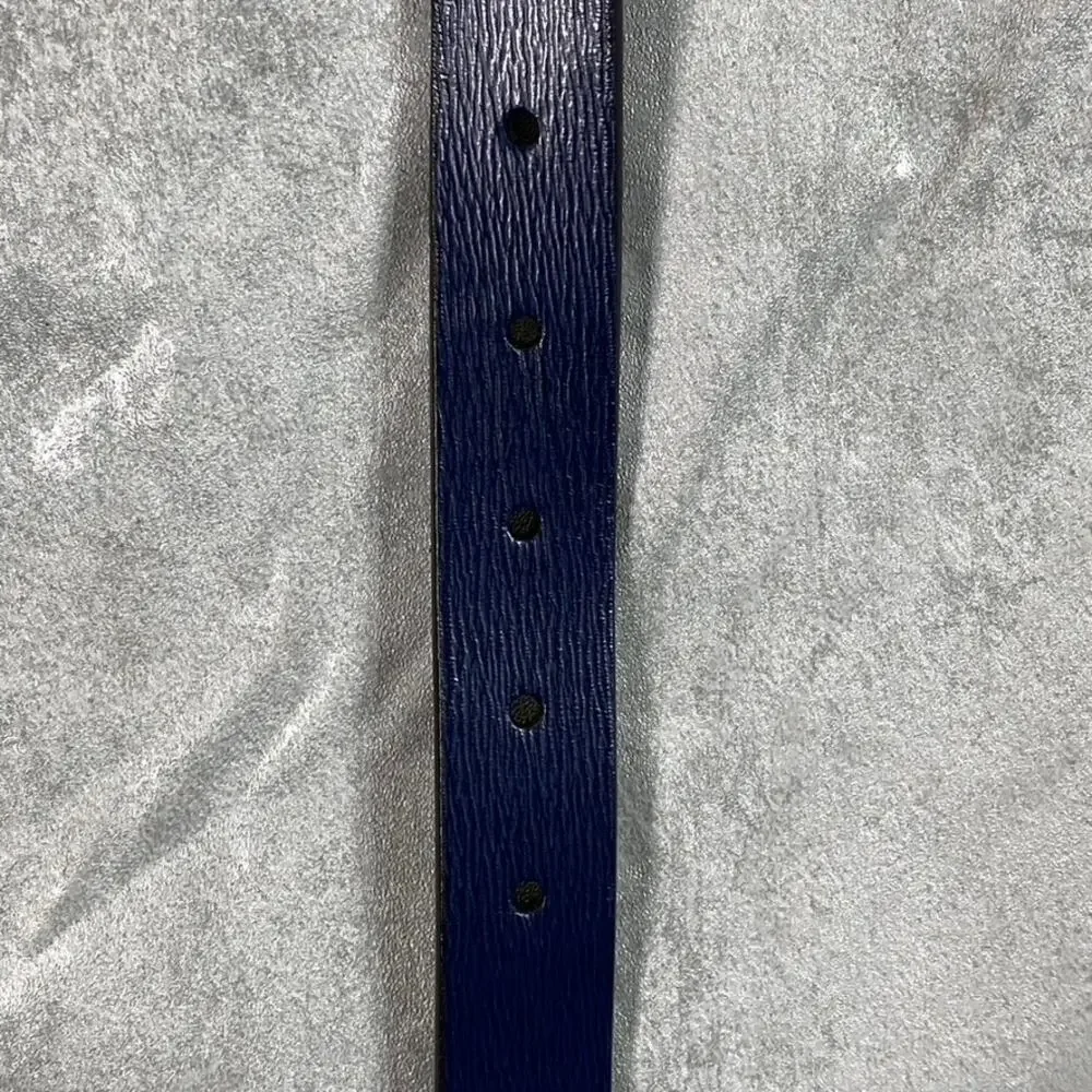 LAUREN RALPH LAUREN Women's Navy/Papay Saffiano To Smooth Reversible Belt SZ M